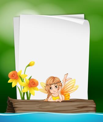 Paper template with fairy on log