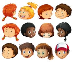 Different faces of boys and girls vector
