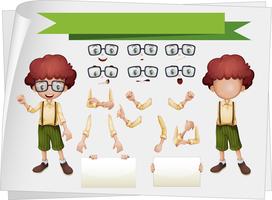 Boy with facial expressions and hand gestures vector