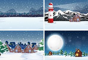 Snow landscape at night vector