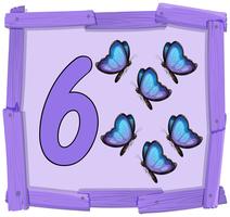 Number six on wooden banner vector