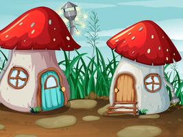 Enchanted mushroom house in nature vector