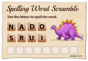 Spelling word scramble game with word dinosaur vector