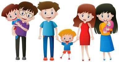 Family members with parents and kids vector