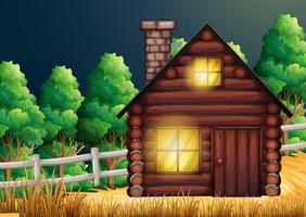 Wood cabin in the woods vector