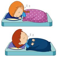 Boy and girl sleeping on bed vector