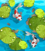 Two fish swimming in the pond vector