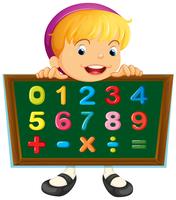 Girl holding board with numbers vector