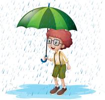 Little boy standing in rain vector