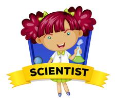 Occupation wordcard with female scientist vector