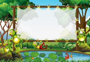 Frame design with frogs in the pond vector