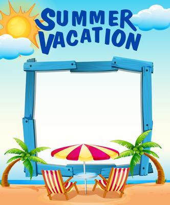 Frame template with summer vacation on the beach