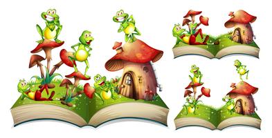 Happy frogs on storybook vector