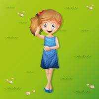 Happy girl lying on grass vector