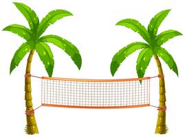 Volleyball net on coconut trees vector