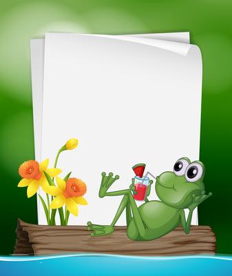 Paper template with frog drinking juice