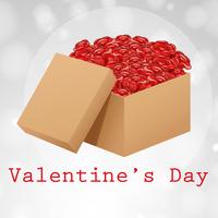 Velentine card template with box of roses vector