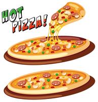 Two trays of Italian pizza vector