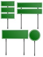 Green signs on metal posts vector