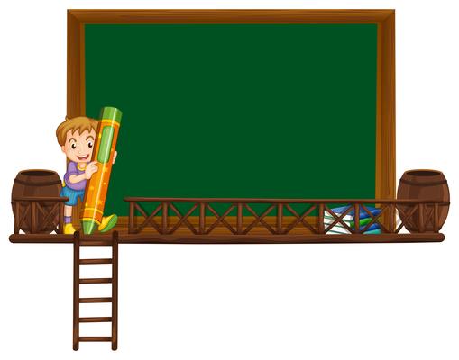 Board template with boy holding crayon