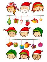 Christmas theme with people and ornaments vector