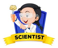 Occupation wordcard with female scientist vector