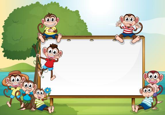 Frame design with monkeys in the park