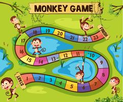 Plantilla de juego de mesa con monos en la selva vector
