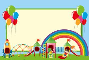 Border template with kids at playground vector