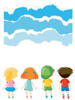 Paper design with kids standing vector