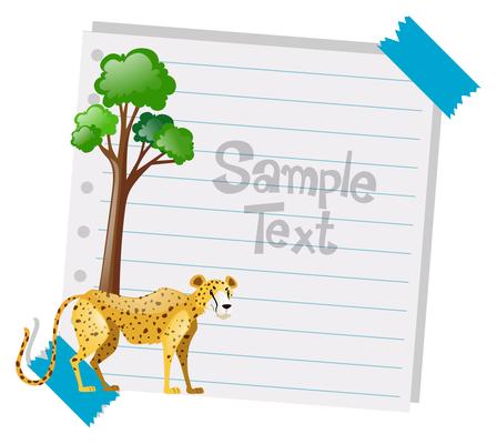 Paper template with cheetah in background