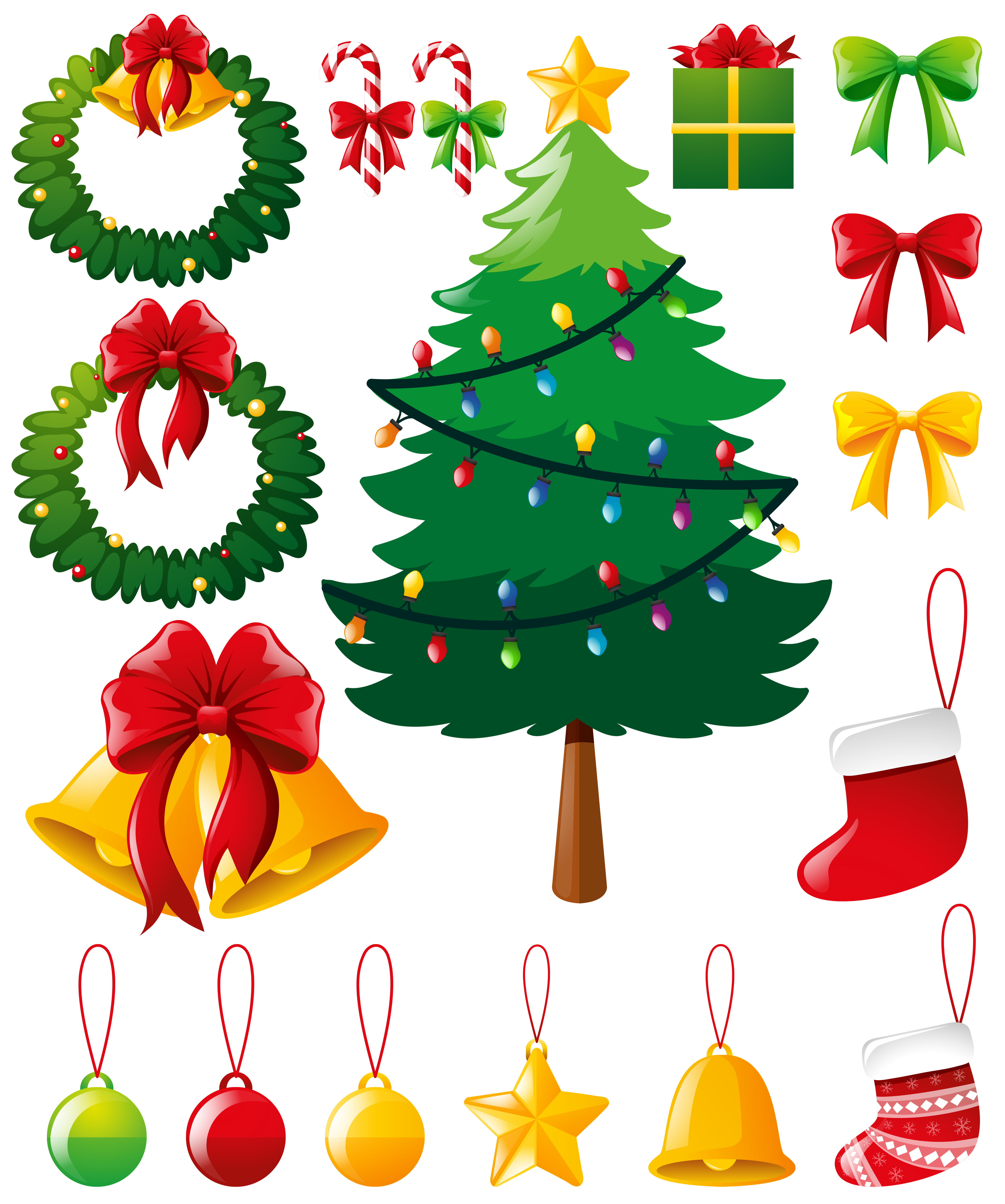 Christmas Tree And Other Ornaments Download Free Vectors Clipart Graphics Vector Art