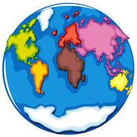 Eearth globe and countries on white vector