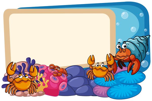 Border template with sea animals underwater