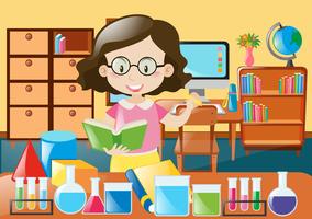 Teacher with book and science equipments vector