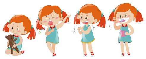 Girl in four different actions vector