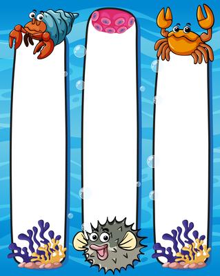 Paper template with sea animals