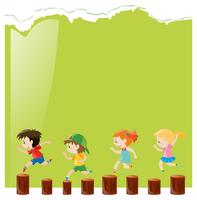 Background template with kids on logs vector