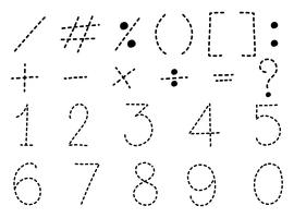 Número uno a cero y signos matemáticos. vector