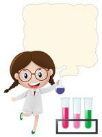 Border template with girl in science lab vector