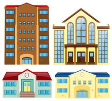 Cuatro diferentes diseños de edificios. vector