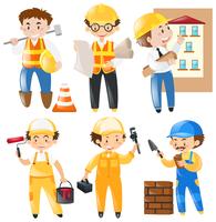 Different occupation working on construction site vector
