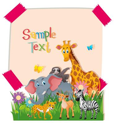 Paper template with wild animals