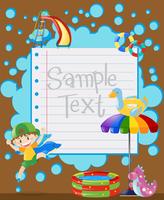 Paper template with happy boy jumping vector