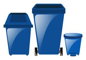 Blue trashcans in three different sizes vector