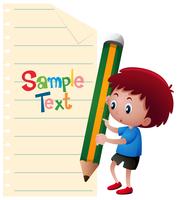 Paper template with boy and giant pencil vector