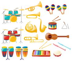 Diferentes tipos de instrumentos musicales. vector