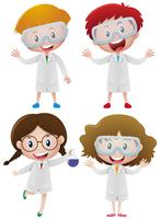 Kids in science gown and goggles vector