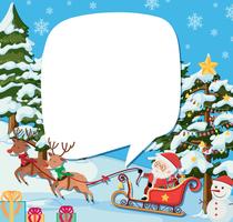 Border template with santa and reindeers on christmas vector