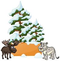 Moose and cheetah in the snow vector